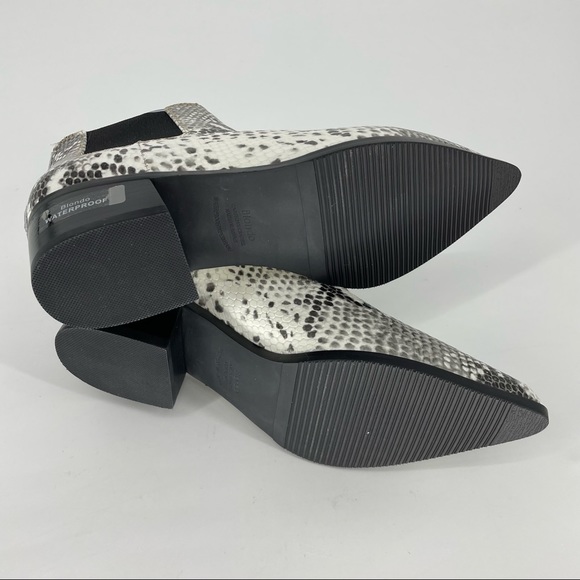 BLONDO NWT EMELIA WATERPROOF CHELSEA BOOTIES BLACK WHITE SNAKE PRINT LEA 7.5 8 - Picture 7 of 8